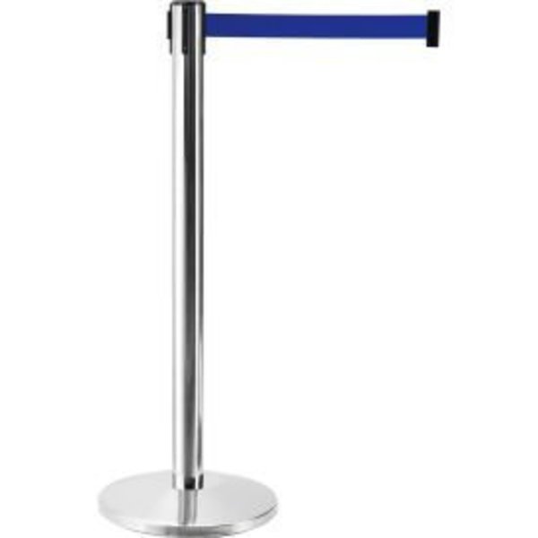 Global Equipment Retractable Belt Barrier, 40" Stainless Steel Post, 7-1/2' Blue Belt QM550PS-BL75